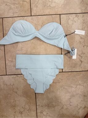 Marysia Swim Light Blue Scalloped Bikini Set